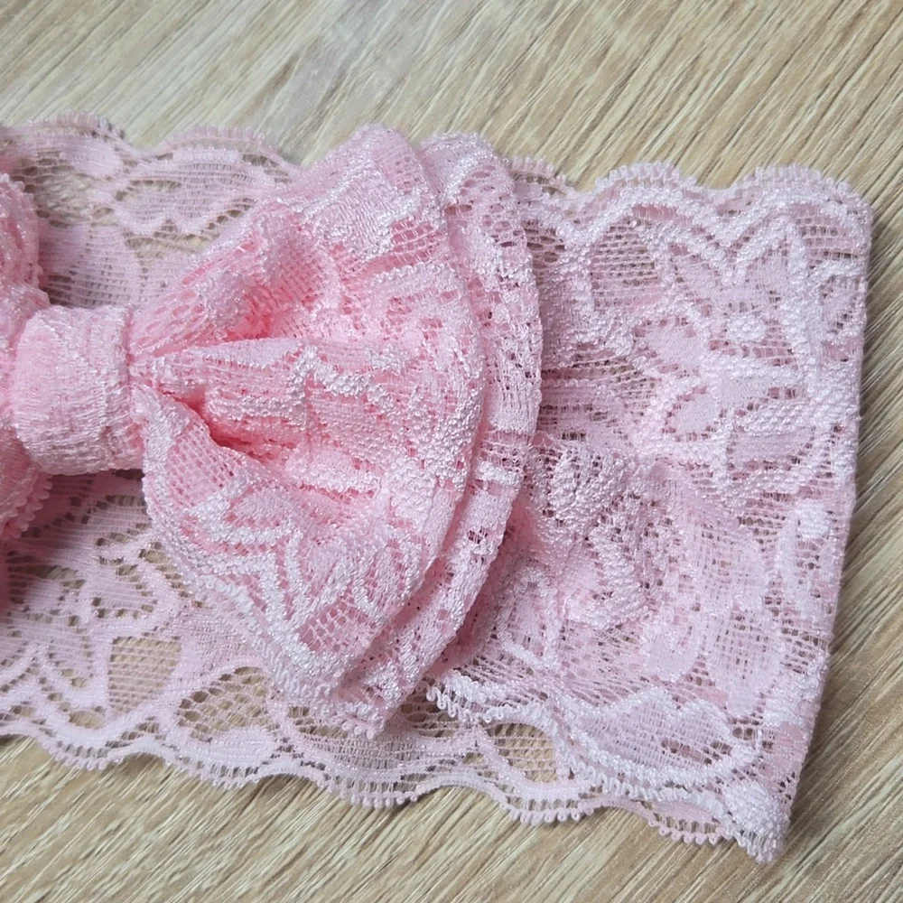 Baby Girl Lace Bowknot Headband Elastic Headwrap Toddler Kids Pink Bow Hairband